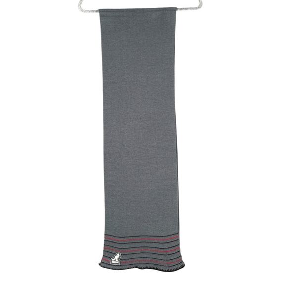 Kangol‎ Grey Striped Pattern KANGOL Logo Patch Wool Classic Scarf One Size - Picture 1 of 7